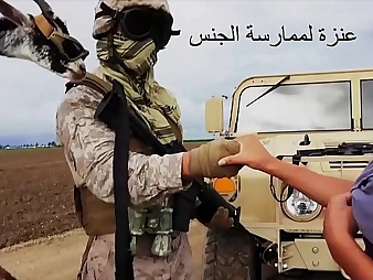 Arab bimbo pays Turkish soldier with a simian be proper of his military unvarying