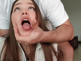 Bonnie Blaze gets the brush mean ass drilled hard after college by the brush step-sister's big cock