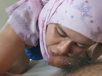 Cute Malay chick strips & fucks the professor in a bikini